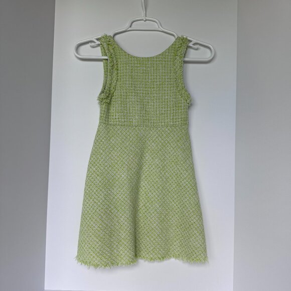 Zara Girls Sleeveless Dress Size 7, Green, Frayed Texture, Spring Dress - Picture 1 of 11